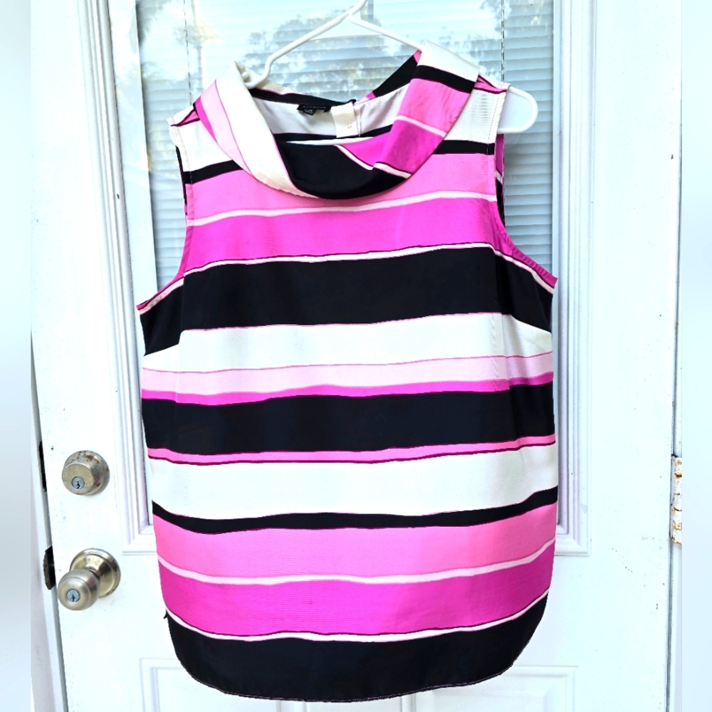 Talbots Striped Pink and Black Women's Blouse 14